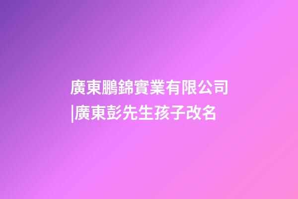 廣東鵬錦實業有限公司|廣東彭先生孩子改名-第1張-公司起名-玄機派